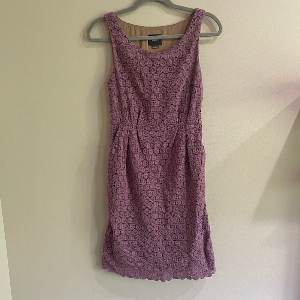Maeve Anthropologie Purple Crotchet Dress